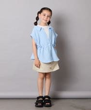 KJBHA22039 a.v.v KIDS(アー・ヴェ・ヴェ) [120-160]【接触冷感】ポコポコレイヤード風ブラウス ライトブルー
