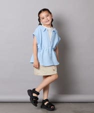 KJBHA22039 a.v.v KIDS(アー・ヴェ・ヴェ) [120-160]【接触冷感】ポコポコレイヤード風ブラウス ライトブルー