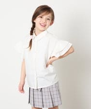 KJBHD60039 a.v.v KIDS(アー・ヴェ・ヴェ) [130-160]フリル袖ブラウス ホワイト