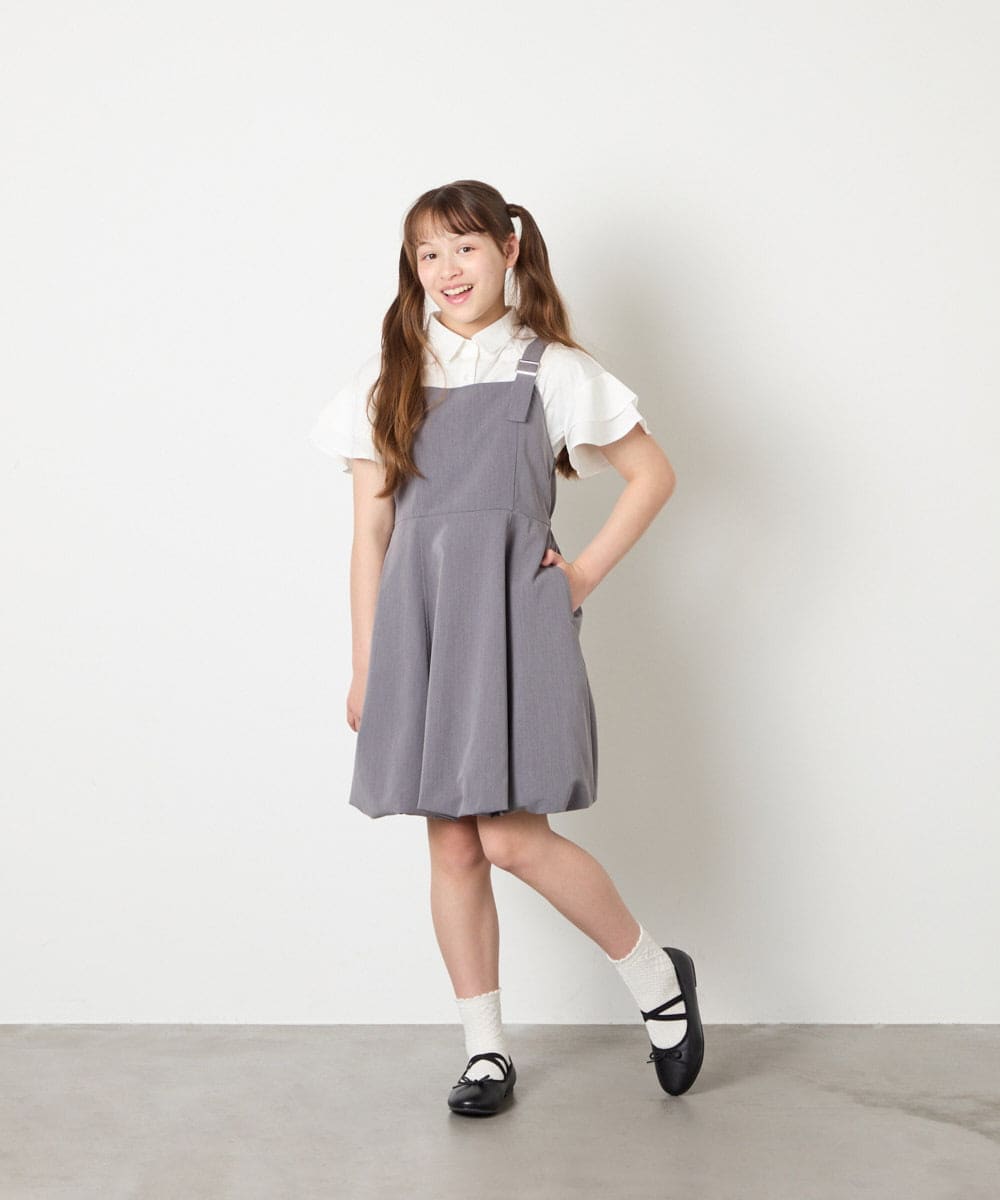 KJBHD60039 a.v.v KIDS(アー・ヴェ・ヴェ) [130-160]フリル袖ブラウス ホワイト