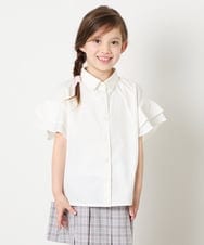 KJBHD60039 a.v.v KIDS(アー・ヴェ・ヴェ) [130-160]フリル袖ブラウス ホワイト