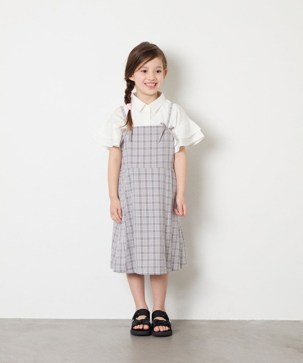 KJBHD60039 a.v.v KIDS(アー・ヴェ・ヴェ) [130-160]フリル袖ブラウス ホワイト