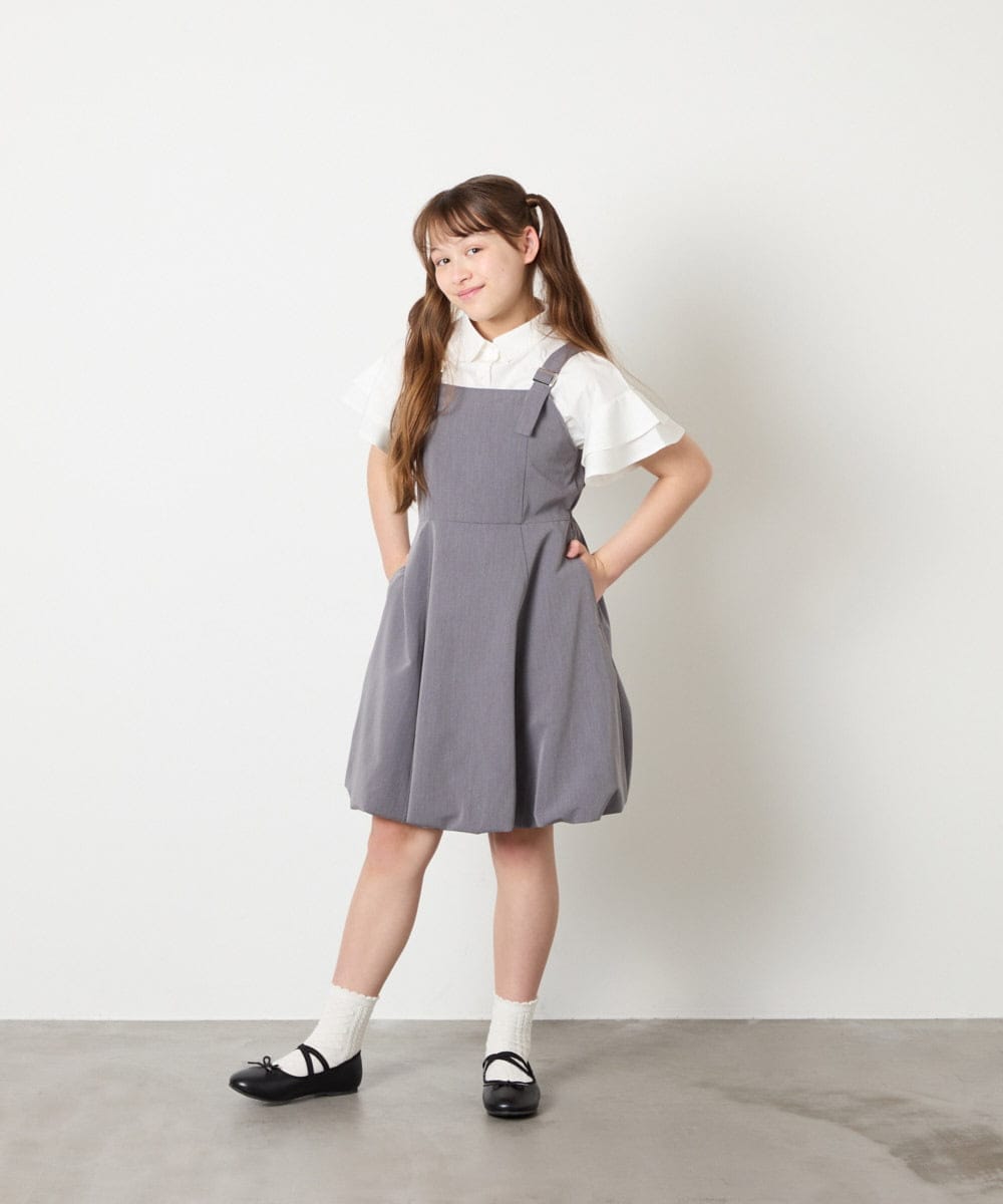 KJBHD60039 a.v.v KIDS(アー・ヴェ・ヴェ) [130-160]フリル袖ブラウス ホワイト