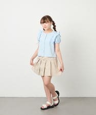 KJBHD75039 a.v.v KIDS(アー・ヴェ・ヴェ) [130-160]【冷感/洗える】肩フリルブラウス ライトブルー