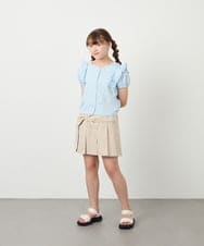 KJBHD75039 a.v.v KIDS(アー・ヴェ・ヴェ) [130-160]【冷感/洗える】肩フリルブラウス ライトブルー