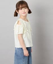 KJBHD75039 a.v.v KIDS(アー・ヴェ・ヴェ) [130-160]【冷感/洗える】肩フリルブラウス アイボリー