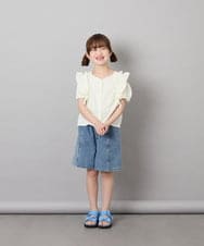 KJBHD75039 a.v.v KIDS(アー・ヴェ・ヴェ) [130-160]【冷感/洗える】肩フリルブラウス アイボリー