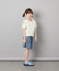KJBHD75039 a.v.v KIDS(アー・ヴェ・ヴェ) [130-160]【冷感/洗える】肩フリルブラウス アイボリー