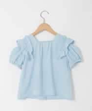 KJBHD75039 a.v.v KIDS(アー・ヴェ・ヴェ) [130-160]【冷感/洗える】肩フリルブラウス ライトブルー