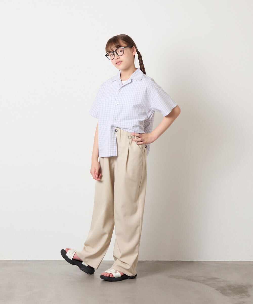 KJBHD90039 a.v.v KIDS(アー・ヴェ・ヴェ) [140-150]【男女兼用】ポケット付き開襟シャツ ホワイト
