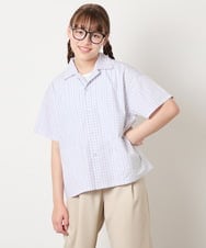 KJBHD90039 a.v.v KIDS(アー・ヴェ・ヴェ) [140-150]【男女兼用】ポケット付き開襟シャツ ホワイト