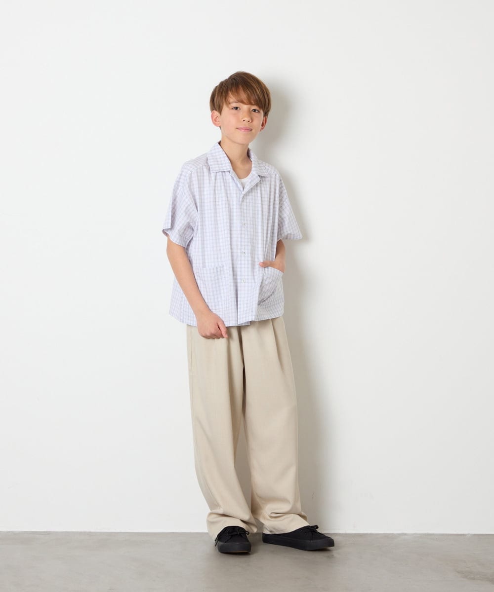 KJBHD90039 a.v.v KIDS(アー・ヴェ・ヴェ) [140-150]【男女兼用】ポケット付き開襟シャツ ホワイト