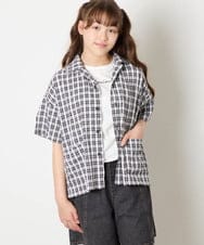KJBHD90039 a.v.v KIDS(アー・ヴェ・ヴェ) [140-150]【男女兼用】ポケット付き開襟シャツ ブラック