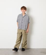 KJBHD90039 a.v.v KIDS(アー・ヴェ・ヴェ) [140-150]【男女兼用】ポケット付き開襟シャツ ブラック