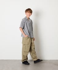 KJBHD90039 a.v.v KIDS(アー・ヴェ・ヴェ) [140-150]【男女兼用】ポケット付き開襟シャツ ブラック