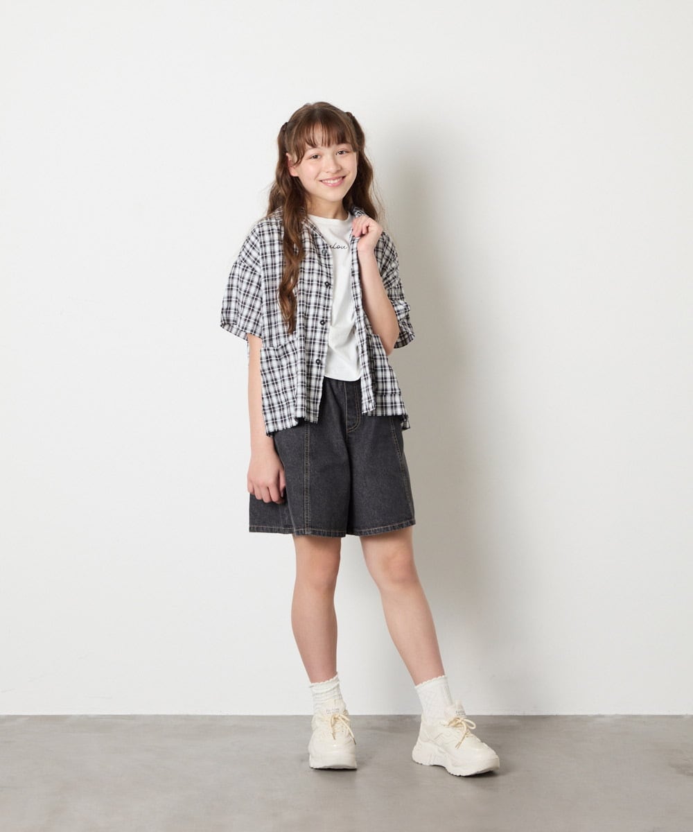 KJBHD90039 a.v.v KIDS(アー・ヴェ・ヴェ) [140-150]【男女兼用】ポケット付き開襟シャツ ブラック
