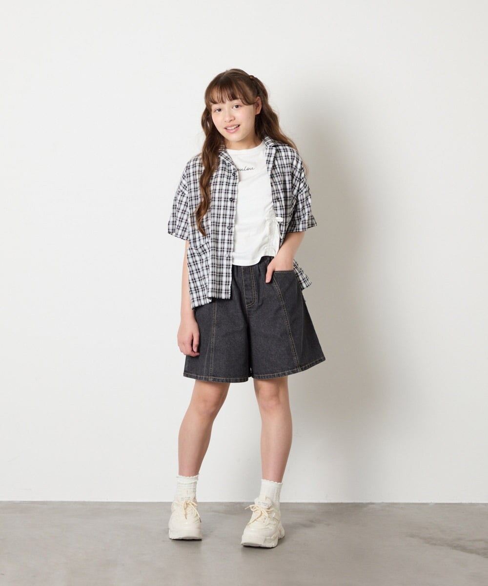 KJBHD90039 a.v.v KIDS(アー・ヴェ・ヴェ) [140-150]【男女兼用】ポケット付き開襟シャツ ブラック