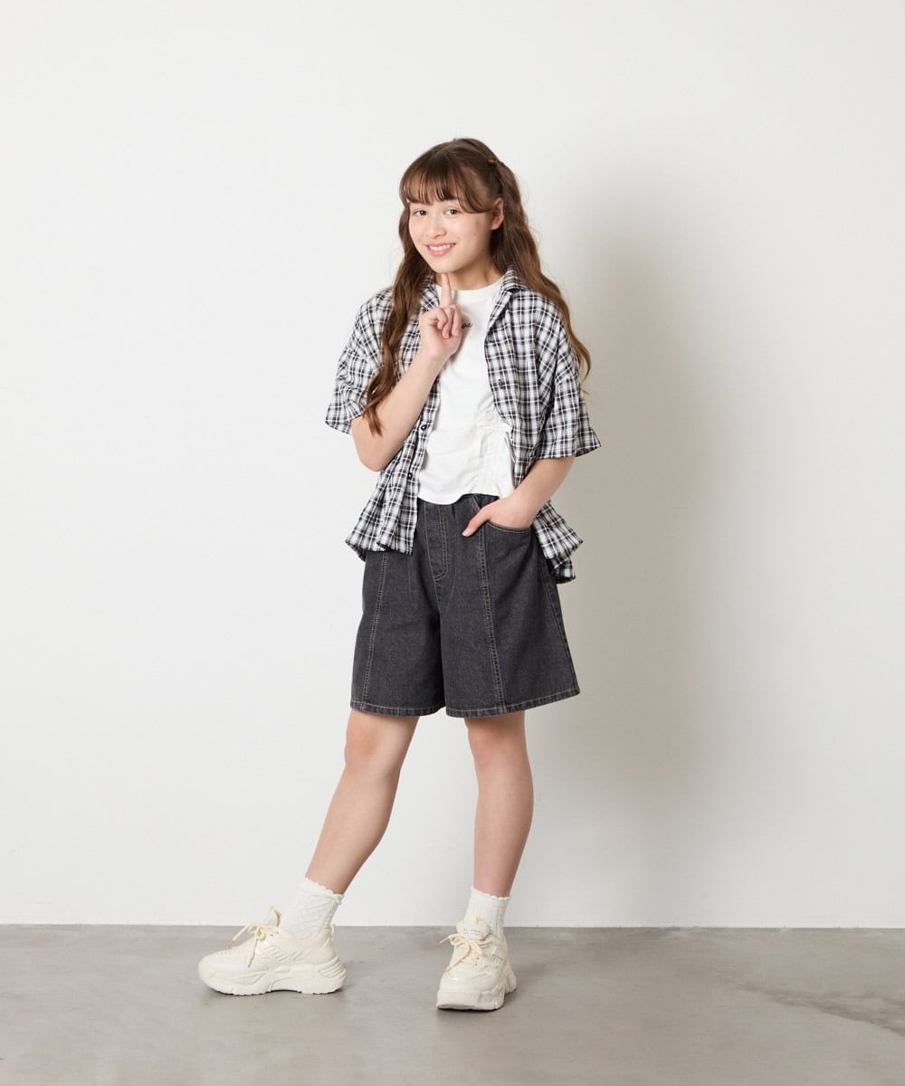 KJBHD90039 a.v.v KIDS(アー・ヴェ・ヴェ) [140-150]【男女兼用】ポケット付き開襟シャツ ブラック