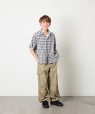 KJBHD90039 a.v.v KIDS(アー・ヴェ・ヴェ) [140-150]【男女兼用】ポケット付き開襟シャツ ブラック