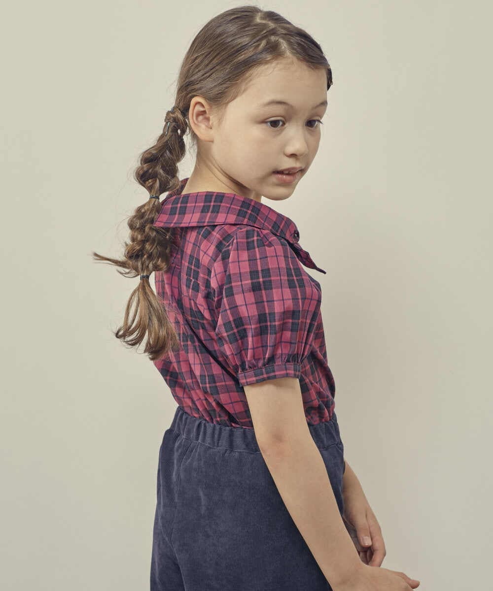 KJBHP21029 a.v.v KIDS(アー・ヴェ・ヴェ) [100-130]チェックボウタイブラウス ピンク