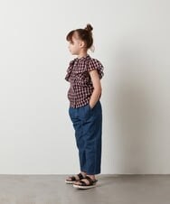 KJBHS20029 a.v.v KIDS(アー・ヴェ・ヴェ) [100-130]【2WAY】シアーチェック柄ラッフル袖ブラウス レッド