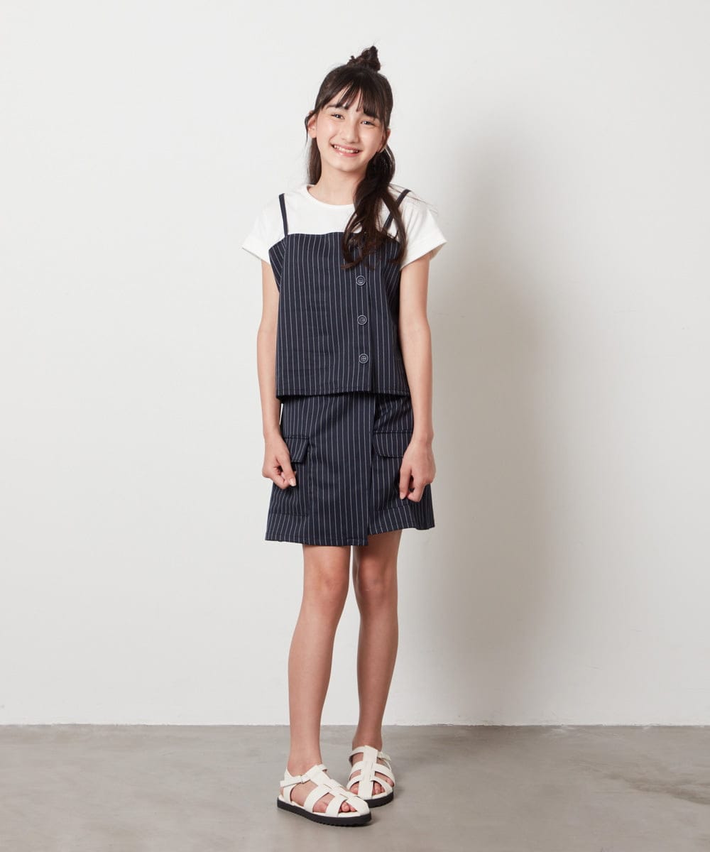 KJBHV20029 a.v.v KIDS(アー・ヴェ・ヴェ) [100-130]【セットアップ対応】ビスチェドッキング風トップス ネイビー