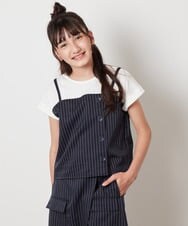 KJBHV20029 a.v.v KIDS(アー・ヴェ・ヴェ) [100-130]【セットアップ対応】ビスチェドッキング風トップス ネイビー