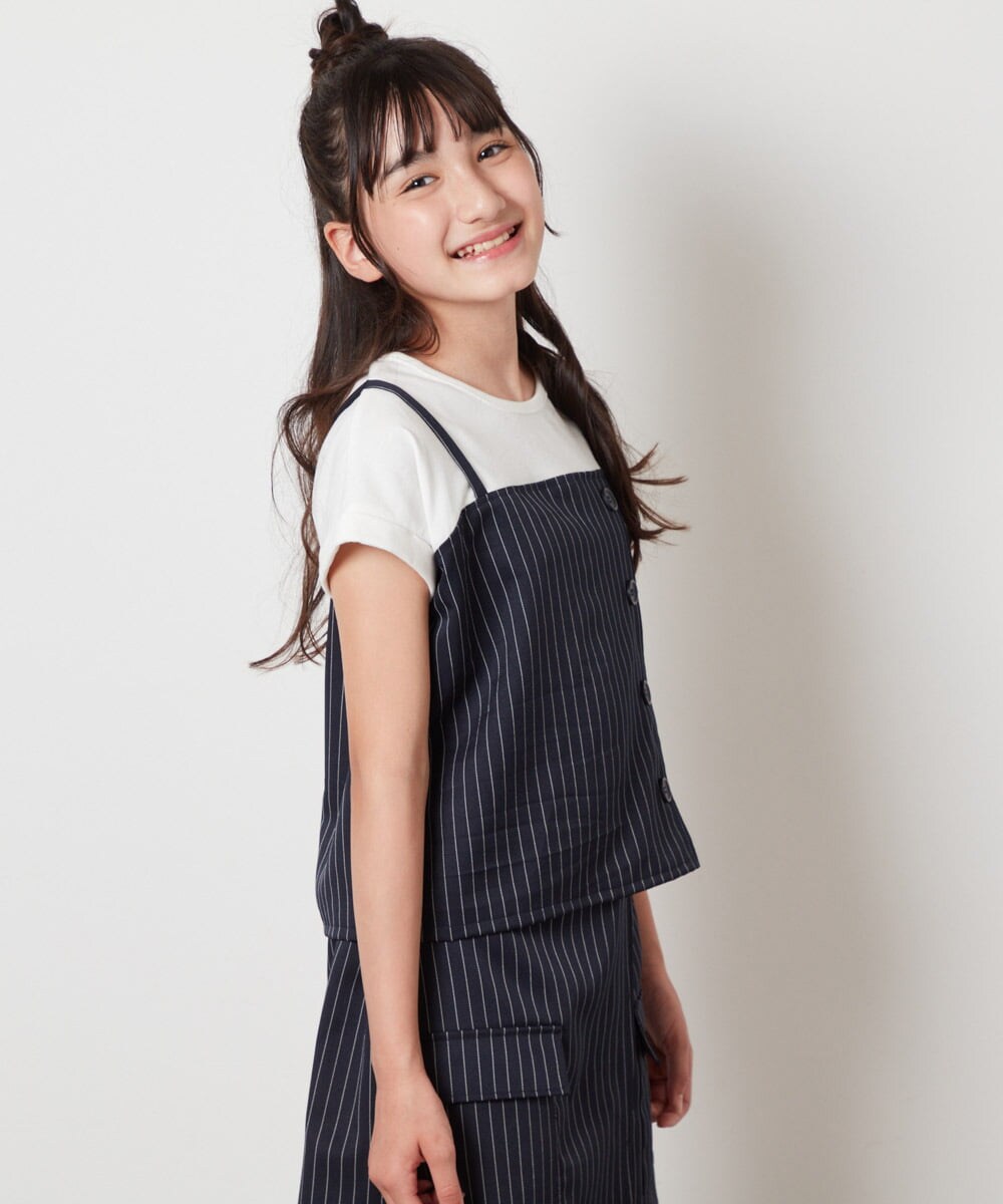 KJBHV20029 a.v.v KIDS(アー・ヴェ・ヴェ) [100-130]【セットアップ対応】ビスチェドッキング風トップス ネイビー