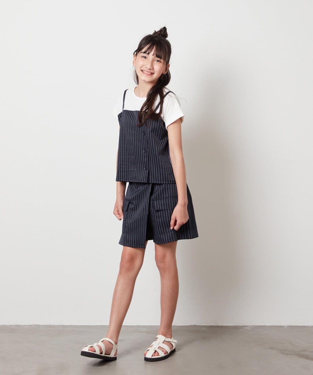 KJBHW20034 a.v.v KIDS(アー・ヴェ・ヴェ) [140-150]【セットアップ対応】ビスチェドッキング風トップス ネイビー