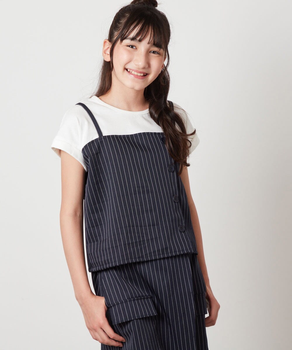 KJBHW20034 a.v.v KIDS(アー・ヴェ・ヴェ) [140-150]【セットアップ対応】ビスチェドッキング風トップス ネイビー