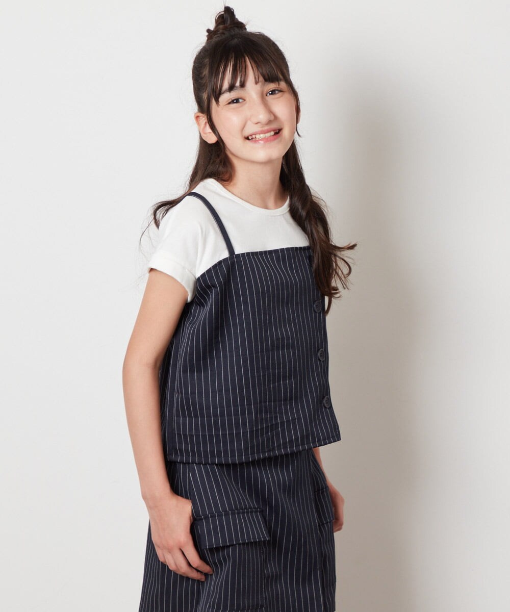 KJBHW20034 a.v.v KIDS(アー・ヴェ・ヴェ) [140-150]【セットアップ対応】ビスチェドッキング風トップス ネイビー