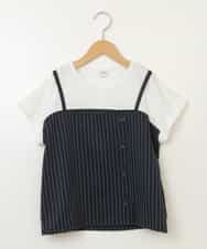 KJBHW20034 a.v.v KIDS(アー・ヴェ・ヴェ) [140-150]【セットアップ対応】ビスチェドッキング風トップス ネイビー