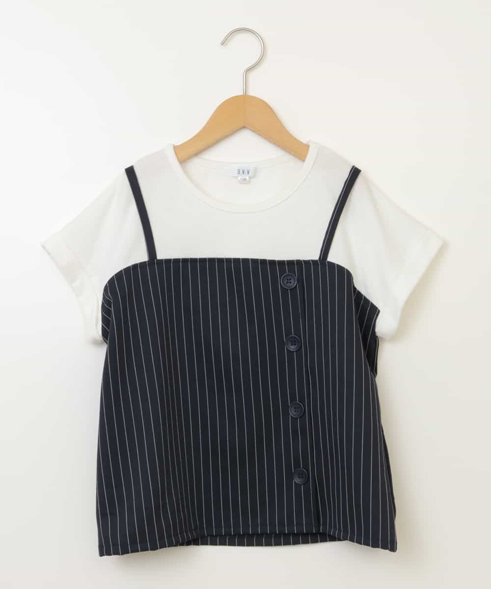KJBHW20034 a.v.v KIDS(アー・ヴェ・ヴェ) [140-150]【セットアップ対応】ビスチェドッキング風トップス ネイビー
