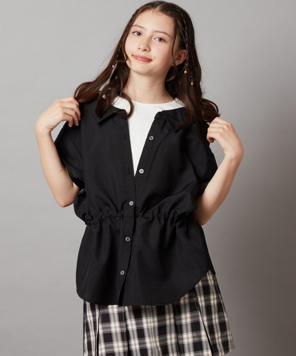 KJBHW21034 a.v.v KIDS(アー・ヴェ・ヴェ) [140-150]レイヤード風ブラウス ブラック