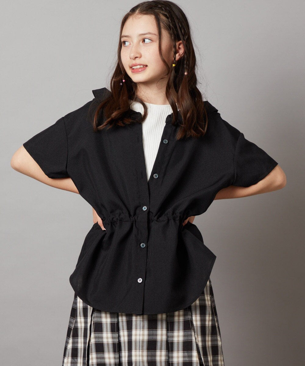 KJBHW21034 a.v.v KIDS(アー・ヴェ・ヴェ) [140-150]レイヤード風ブラウス ブラック
