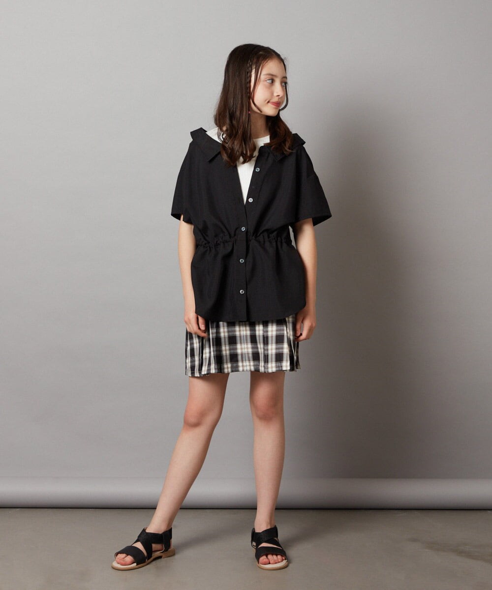 KJBHW21034 a.v.v KIDS(アー・ヴェ・ヴェ) [140-150]レイヤード風ブラウス ブラック