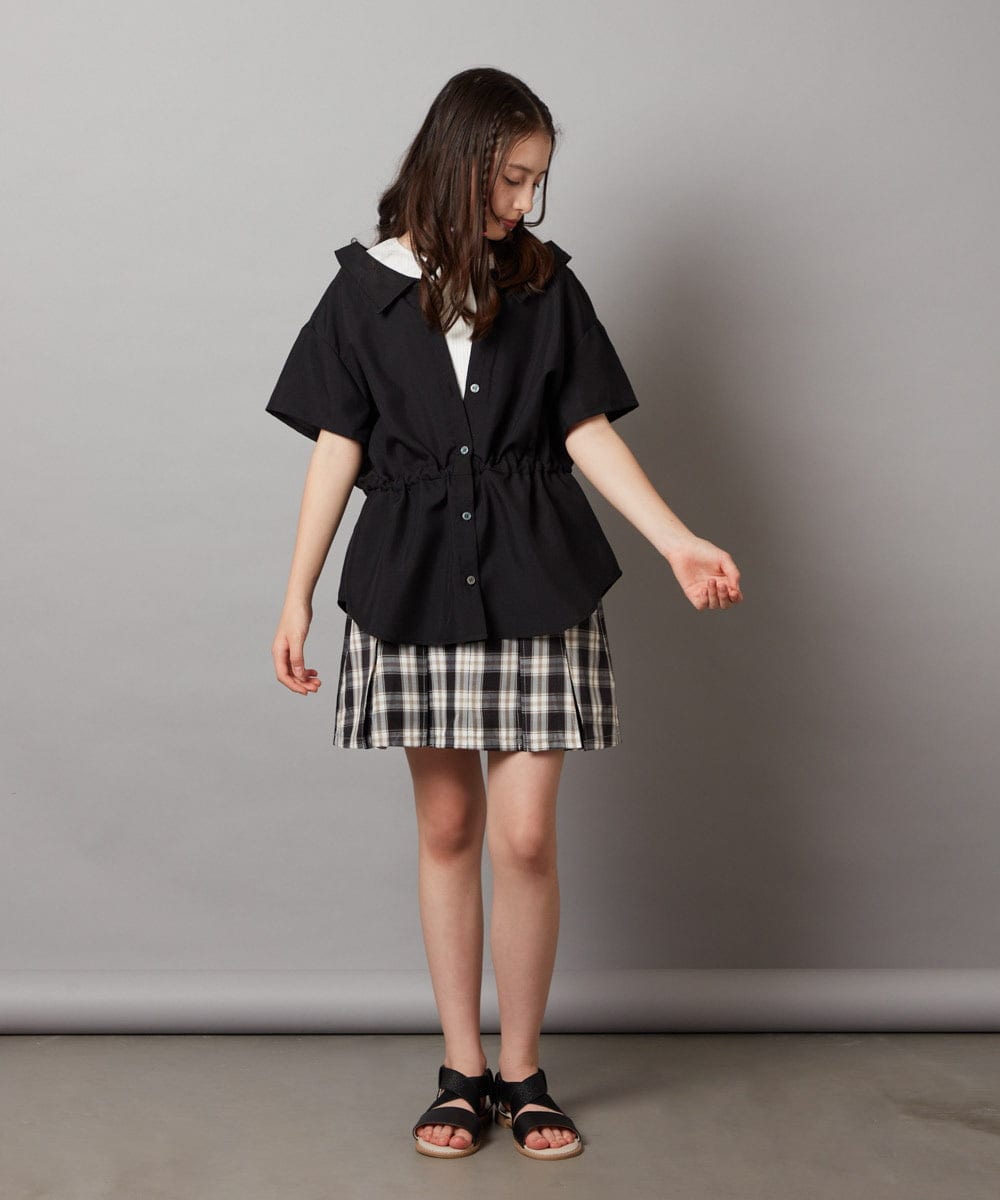 KJBHW21034 a.v.v KIDS(アー・ヴェ・ヴェ) [140-150]レイヤード風ブラウス ブラック