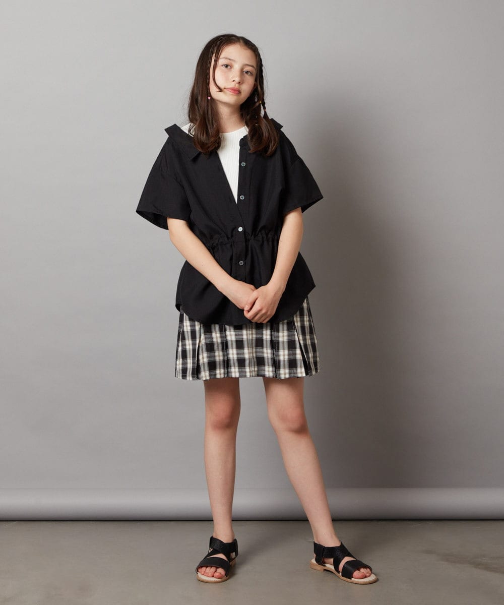 KJBHW21034 a.v.v KIDS(アー・ヴェ・ヴェ) [140-150]レイヤード風ブラウス ブラック