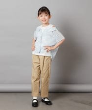 KJBHW22029 a.v.v KIDS(アー・ヴェ・ヴェ) [140-150]シアーチェックオフショルレイヤードブラウス ライトブルー