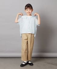 KJBHW22029 a.v.v KIDS(アー・ヴェ・ヴェ) [140-150]シアーチェックオフショルレイヤードブラウス ライトブルー
