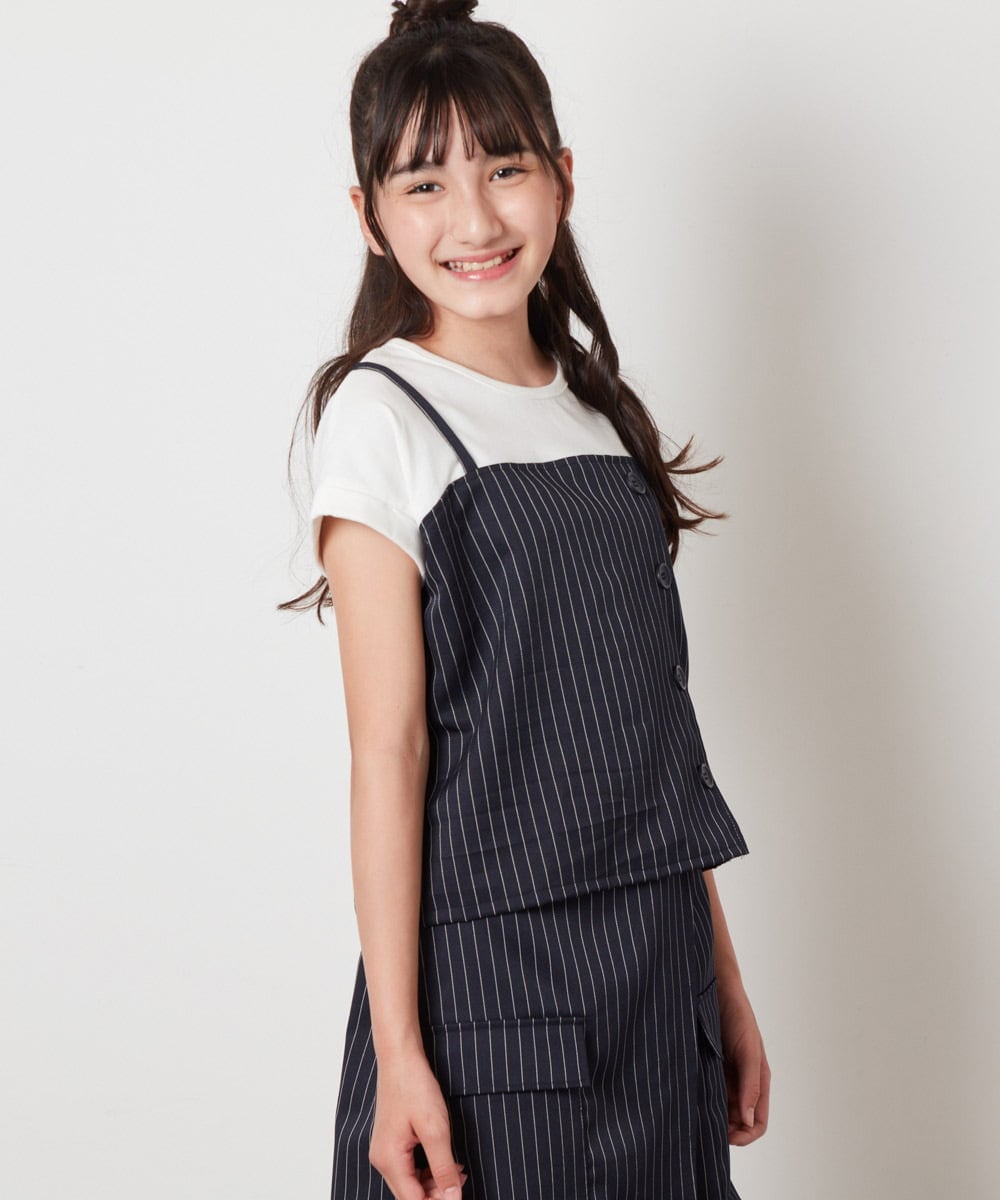 KJBHX20039 a.v.v KIDS(アー・ヴェ・ヴェ) [160]【セットアップ対応】ビスチェドッキング風トップス ネイビー