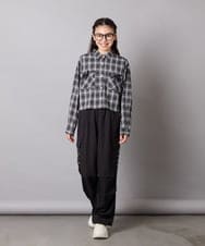 KJBJA30034 a.v.v KIDS(アー・ヴェ・ヴェ) [130-160]クロップドチェックシャツ ブラック