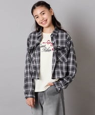 KJBJA30034 a.v.v KIDS(アー・ヴェ・ヴェ) [130-160]クロップドチェックシャツ ブラック