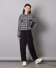 KJBJA30034 a.v.v KIDS(アー・ヴェ・ヴェ) [130-160]クロップドチェックシャツ ブラック