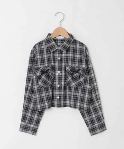 KJBJA30034 a.v.v KIDS [130-160]クロップドチェックシャツ