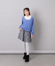 KJBJD02044 a.v.v KIDS(アー・ヴェ・ヴェ) [130-160]【洗える/毛玉になりにくい】シャツレイヤー風トップス ブルー