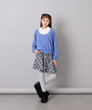KJBJD02044 a.v.v KIDS(アー・ヴェ・ヴェ) [130-160]【洗える/毛玉になりにくい】シャツレイヤー風トップス ブルー