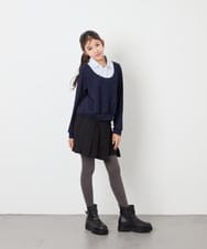 KJBJD02044 a.v.v KIDS(アー・ヴェ・ヴェ) [130-160]【洗える/毛玉になりにくい】シャツレイヤー風トップス ネイビー