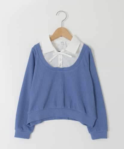 KJBJD02044 a.v.v KIDS [130-160]【洗える/毛玉になりにくい】シャツレイヤー風トップス