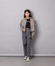 KJBJD03034 a.v.v KIDS(アー・ヴェ・ヴェ) [140-160]クロップドリボンシャツ ライトグレー